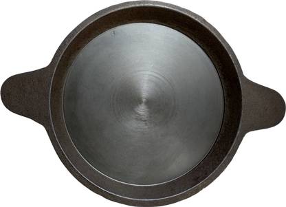 be with nature Cast Iron Cookware Pre-Seasoned Tawa - Black/Edges Raised, Weight- 1.5 kg. Tawa 25.4 cm diameter