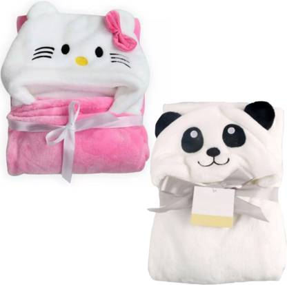 BRANDONN Printed Single Hooded Baby Blanket for  Mild Winter