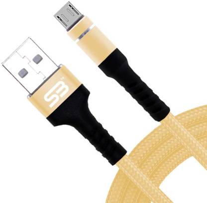 SB Micro USB Cable 2 A 1.5 m Android to USB-A QC 4.0 Male Data Cable, 1.5 Meter (Gold) Compatible with Tecno Camon iSky 2, Tecno Camon iClick 2, Tecno Spark 5 Air, Tecno i3, Tecno Camon iAce, Tecno Camon i Air.