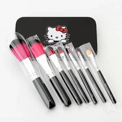 Lele Hello Kitty Makeup Brush Set of 7 Black Color with tin Box.
