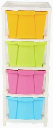 NMS TRADERS Multipurpose 4 Layer( Medium Size ) Utility Plastic Free Standing Chest of Drawers