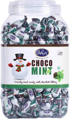 Oshon Choco Mint Filled with Chocolate & Mint Mouth Refreshing Candies - 760 g Jar Mint Candy