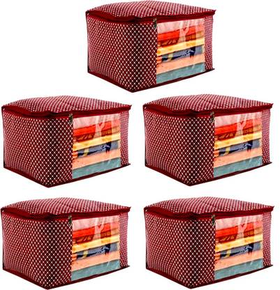 Homkom Saree Covers Cotton Saree Covers Wardrobe/Closet Storage Oraganizer,Maroon - Pack Of 5 SAREECOVERS12