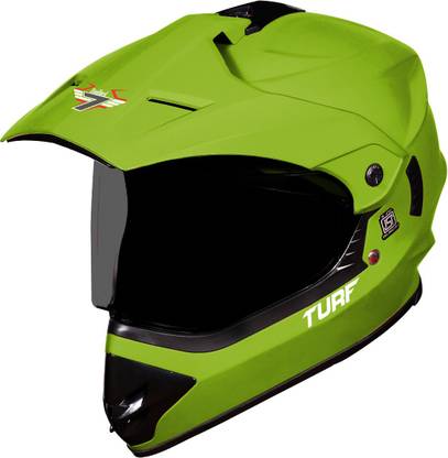 Steelbird Off Road TURF Motocross Helmet in Matt Y.Green with Extra Clear Visor Motorbike Helmet
