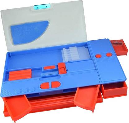 SALEOFF Cute Pencil box for kids, open from both side Magnetic lock and opens from both side Art Plastic Pencil Box