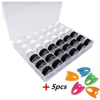 YEQIN 36Pcs Bobbins And , Sewing Threads With Bobbin Case And Bobbin Clamps For Multiple Sewing Machine, Pre-Wound Bobbins Se