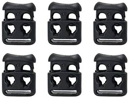 uxcell 6Pcs Plastic Cord Locks Stopper End Spring Stop Double Hole Toggle Cup Shape Fastener Stopper Rope End For Drawst