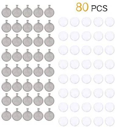 OBSEDE 80pcs Pendant Bezels and Clear Cabochon Domes Set for Photo Pendant Resin Craft Jewelry Making, 40Pcs Pendant Trays wit