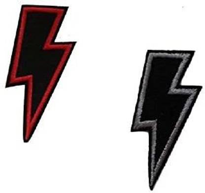 Honey Patch 2 Pieces Lightning Bolt Iron On Patch Fabric Motif Applique Decal 2.6 X 1.2 Inches (6.5 X 3 Cm)