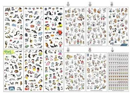 Kinteshun Cat & Rabbit Scrapbooking Stickers,Self-adhensive DIY Decorative Cartoon Animals Paster Decals Sticker for Scrapbooking