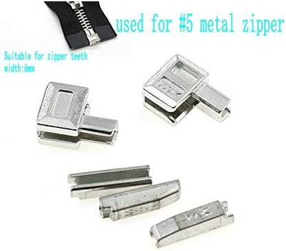 Leekayer 20 Sets #5 Zipper Latch Slider Retainer Metal Insertion Pin Zipper Bottom Chrome Zipper Stopper for Mextal Zipper Repair