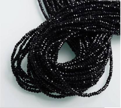 BeadingWorld Shiny Black Opaque Tyre/Rondelle Crystal Beads-6 mm-1 String-for – Jewellery Making, Beading, Embroidery, Art and Craft
