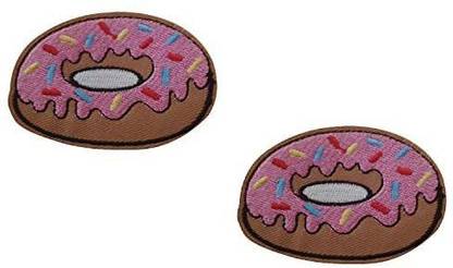Honey Patch 2 Pieces Donut Iron On Patch Fabric Applique Doughnut Food Motif Children Decal 2.5 X 1.8 Inches (9.3 X 4.5 Cm)