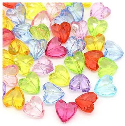 YC 100 pcs Mixed Color Heart Beads Transparent Acrylic Beads Heart Shape for Jewelry Making 12x12mm