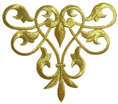 Wholesale Applique Metallic - Line Flow - Abstract Swirl - Fleur de lis Design - Iron on Applique/Embroide Patch