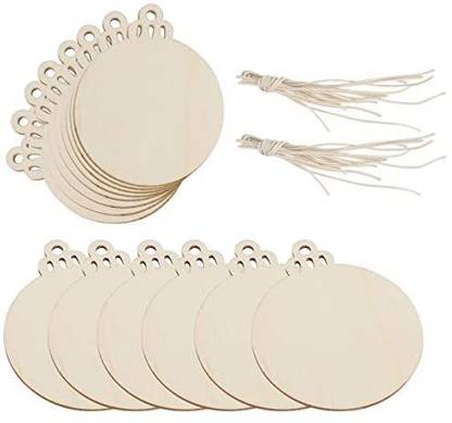 Wicket 20 Pcs Wood Diyâ Round Ornaments,3.5" Round Wooden Discs,Unfinished Predrilled Natural Wood Slices With Holes For Christ