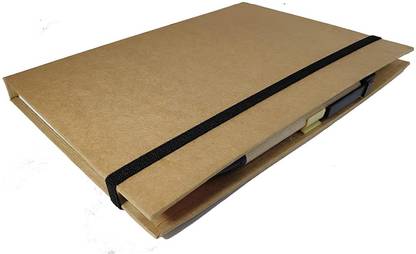 PLANFIX Memo pad Large Size Memo Notebook Notepad Folio Case with Sticky Notes Writing Pad and Ballpoint Pen Book-size Diary SINGLE 100 Pages