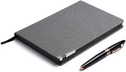 PAPERLLA Diary /Notebook in Grey - Vintage Faux Leather A5 Travel Journal to Do List Planner Diary for Business, Proffessional for Office Going Men and Women with Pen. A5 Note Book RULED 180 Pages
