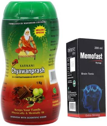 KARNANI Memofast Brain Tonic Syrup & Amla Chyawanprash Health Immunity Paste 1 kg Pack Of 1