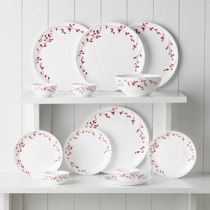 Larah by Borosil Pack of 13 Opalware Vintage Dinner Set