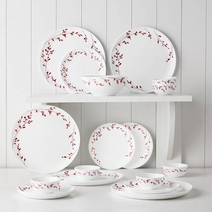 Larah by Borosil Pack of 19 Opalware Vintage Dinner Set