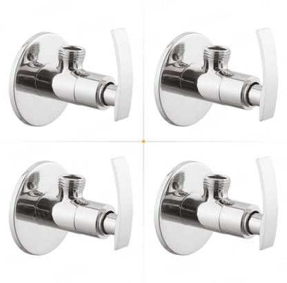RUHE Full Brass Angle Valve set of 4 With Wall Flange Chrome Finish For Machine Pipes, and Garden Pipes. Angle Cock Faucet