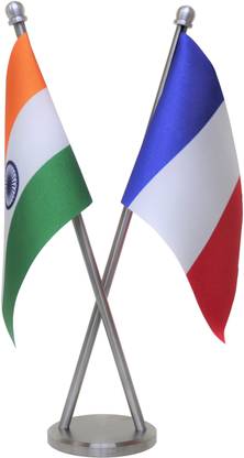 FlagSource India - France Flag Rectangle Table Miniature Flag