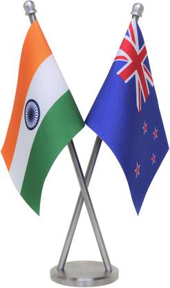 FlagSource India - New Zealand Flag Rectangle Table Miniature Flag