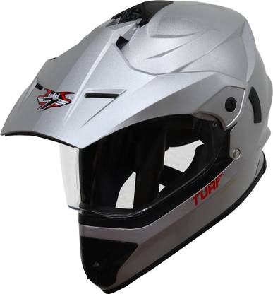 Steelbird Off Road TURF Motocross Helmet in Glossy Silver Motorbike Helmet