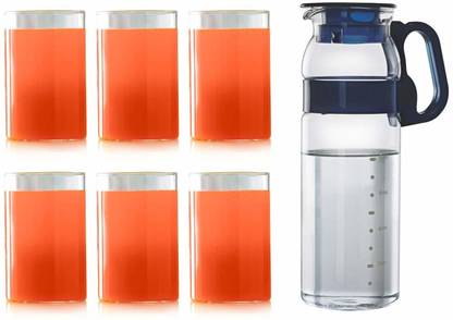 BOROSIL Marina 1.3L Jug & Vision Glasses Set of 6 Jug Glass Set