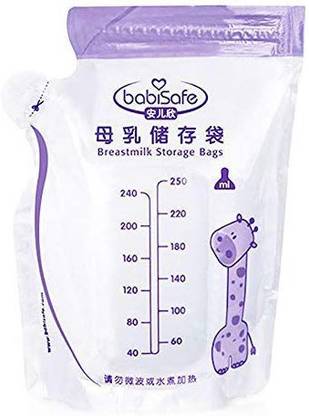 The Little Lookers Premium Quality Breast Milk Storage Bags 250ML Baby Food Disposable Convenient Child Breast Milk Freezer Bag BPA Free (30 Pieces per Box)
