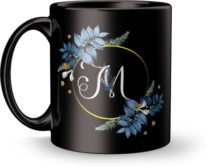 Radheshrakhi Letter M Floral Background Design Printed Ceramic Coffee Mug