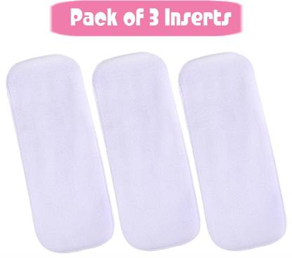 WAHHSON High Quality 5 Layer Cotton Microfiber Charcoal Insert Liner Reusable Washable Cotton Diaper Nappy Inserts for Baby Cloth Diapers (Pack of 3)