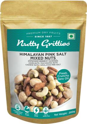 Nutty Gritties Himalayan Pink Salt Mixed Nuts- Almonds, Cashews, Macadamias, Hazelnuts, Pista Kernels - Assorted Nuts