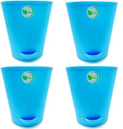 Oshi Greens Self watering pot table top small pots 5 inches with base tray Plant Container Set