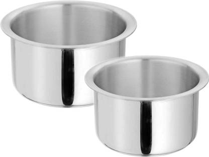 bartan hub Aluminium Patila/Bhagona Set of 2 (Dishwasher Safe, 3500 ML, 4000 ML, 100% Pure Aluminium Made) Tope Set 3.5 L, 4 L capacity 28 cm, 30 cm diameter
