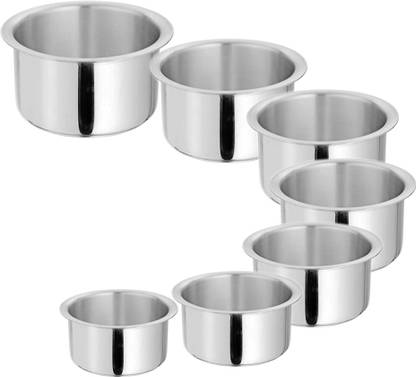 bartan hub Aluminium Patila/Bhagona Set Of 7 (Dishwasher Safe , 1000 ML , 1500 ML, 2000 ML , 2500 ML , 3000 ML , 3500 ML , 4000 ML , 100 Pure Aluminium Made )