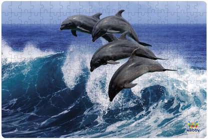 Webby Beautiful Dolphins Wooden Jigsaw Puzzle, 252 pieces