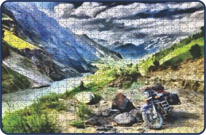 Webby Motorcycle Adventure in Himalayas Wooden Jigsaw Puzzle, 500 pieces