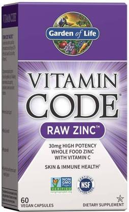 Garden Of Life Vitamin Code Raw Zinc 30 mg High Potency 60 Vegan Capsules