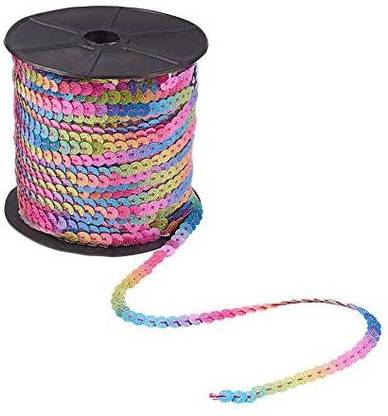ShopUniverse 100 Yards Glitter Paillettes Sequins Roll, 6mm Flat Sequin Trim Sequin String Ribbon Roll for Crafts, DIY Projects, Embe