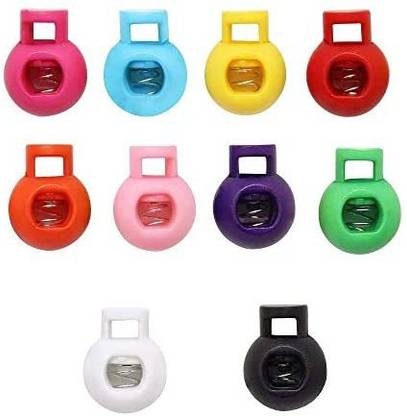 Royee 20 Pcs Cord Locks Multi Color Plastic Toggle Single Hole Spring Loaded Elastic Stoppers Buttons Fastener for Drawstrings