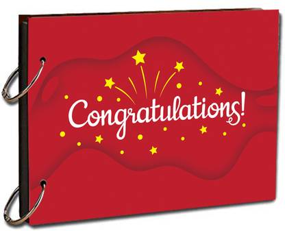 paper pebbles Congratulations Red Background Scrap Book Size 8.5x6 inch 20 Pages Album