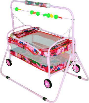 DRR TELESERVICES Newborn Babies Cradle, Swing, Jhula,Bedding,Bassinet with Mosquito Net. Bassinet