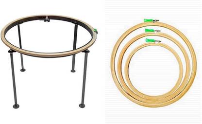 Udhayam Superior quality Wooden Embroidery Frame/Hoop Size (5,10,12) Inches and 18 Inches Aari Work Stand with 18 inch Wooden ring. Embroidery Frame