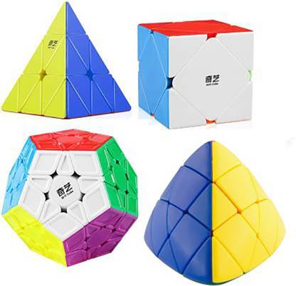 GOLDEN-BRIGHT All New Design Sticker Less Brand Cubes pack of Pyramid, Pentagon, Pyramix & Unique Cubes.