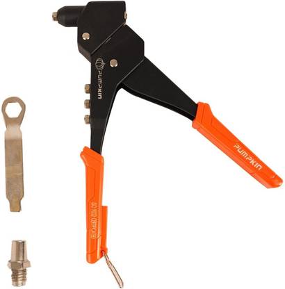 Pumpkin 360° Swivel Head Hand Riveter with 4 Interchangeable nose pieces: 2.4mm(3/32"),3.2mm(1/8"),4.0mm(5/32"),4.8mm(3/16") Heavy Duty Squeeze Rivet Gun