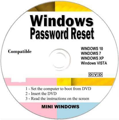 COMPATIBLE Windows Password Reset Disk Recovery Premium DVD/USB Drive for Removing Your Forgotten Windows Password on Windows 10, Windows 7, Vista, XP - Unlimited Use! for Desktop and Laptop (DVD-DISC)
