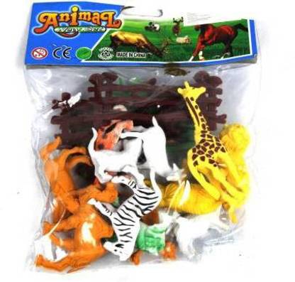 BBS DEAL Wild Animals Figures Set For Kids - Pack Of 12 Animals (Multicolor) (Multicolor)