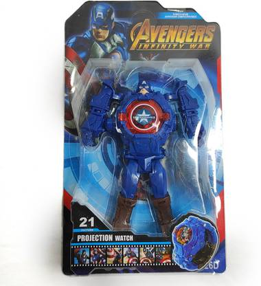 QWICK CLICK Captain America Theme Transformer Unique & Attractive Inspired Robot Cum Watch With Projector